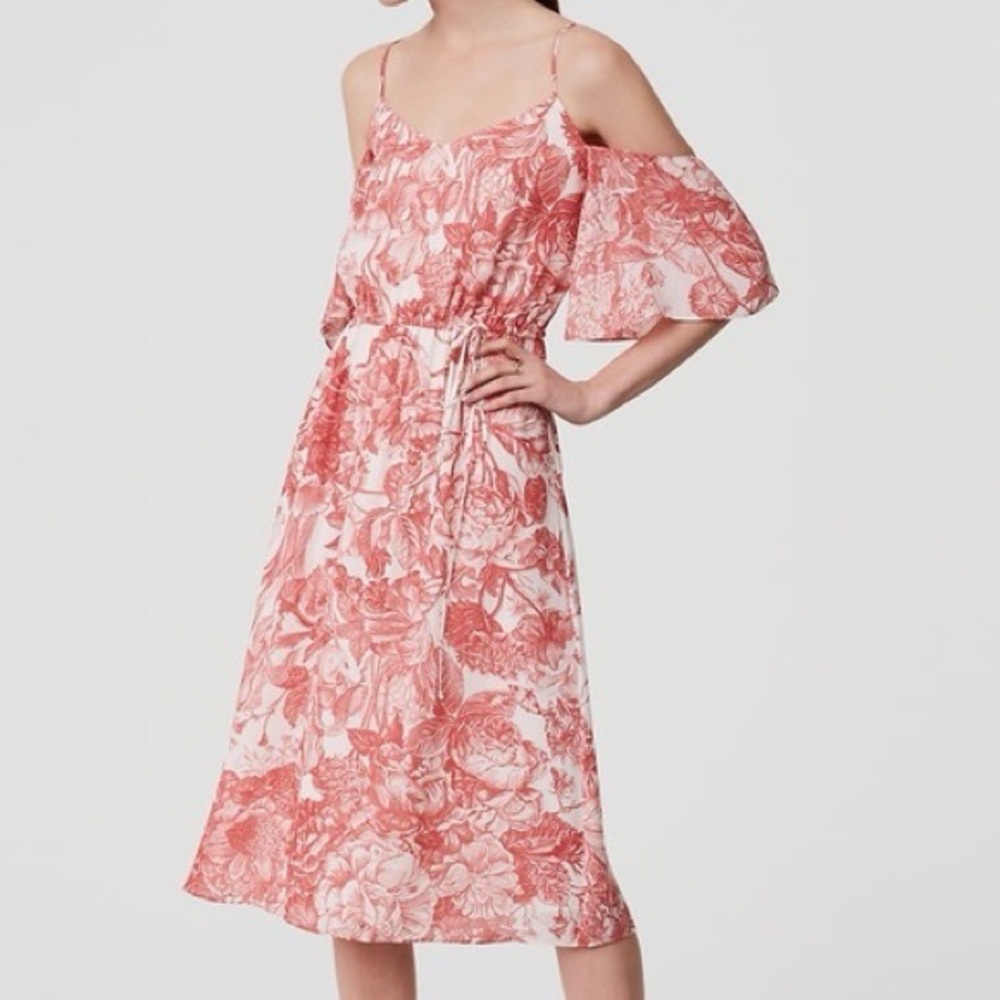 LOFT Floral Cold Shoulder Dress